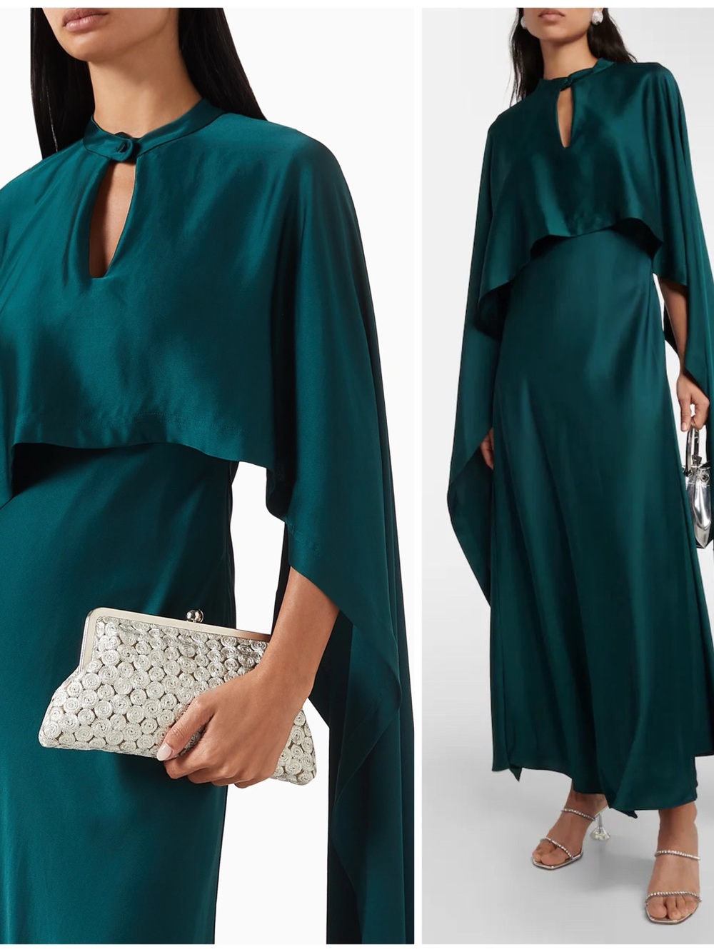 NWT Simkhai Amory Cape Long Maxi Formal Gown Emerald Green Women’s Size 6